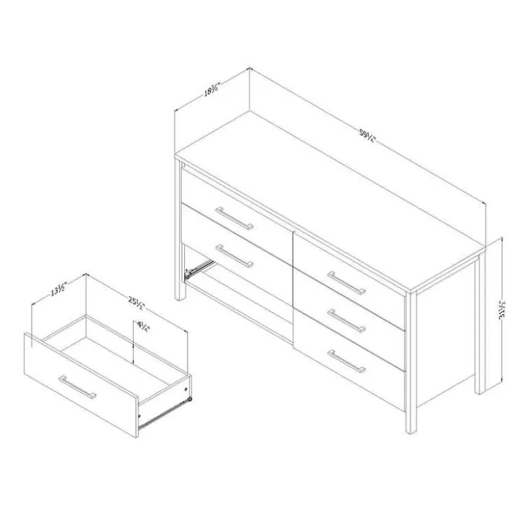 Meubles South Shore 6-Drawer Dresser - South Shore Rubbed Black Clearance