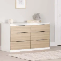Meubles South Shore 6-Drawer Dresser - South Shore Soft Elm and White Hot