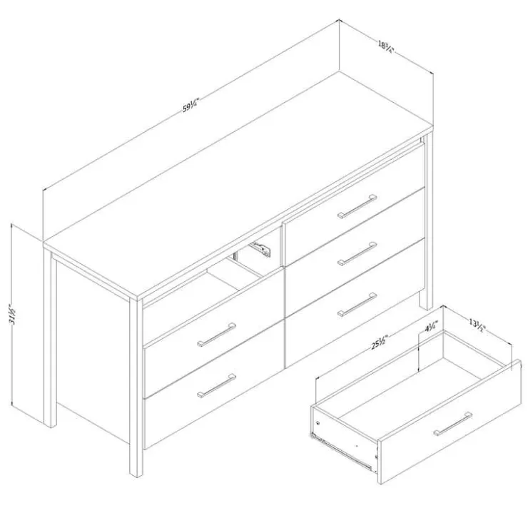 Meubles South Shore 6-Drawer Dresser - South Shore Natural Mango New