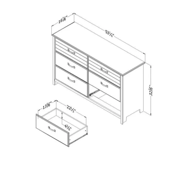 Meubles South Shore 6-Drawer Dresser - South Shore BLUEBERRY Clearance