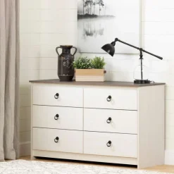 Meubles South Shore 6-Drawer Dresser - South Shore WHITE WASH AND WEATHERED OAK Hot