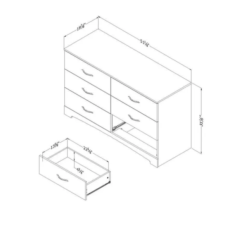 Meubles South Shore 6-Drawer Dresser - South Shore GRAY OAK New