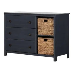 Meubles South Shore 3-Drawer Dresser with Baskets - South Shore Blueberry