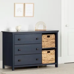 Meubles South Shore 3-Drawer Dresser with Baskets - South Shore Blueberry