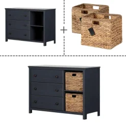 Meubles South Shore 3-Drawer Dresser with Baskets - South Shore Blueberry