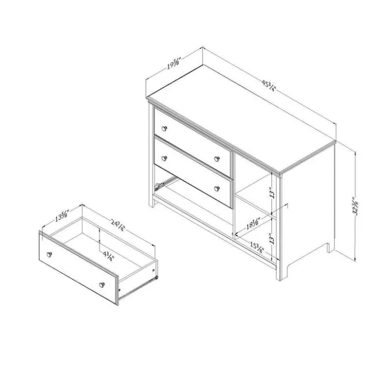 Meubles South Shore 3-Drawer Dresser with Baskets - South Shore SOFT GRAY Clearance
