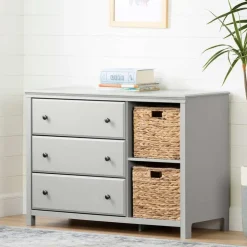 Meubles South Shore 3-Drawer Dresser with Baskets - South Shore SOFT GRAY Clearance