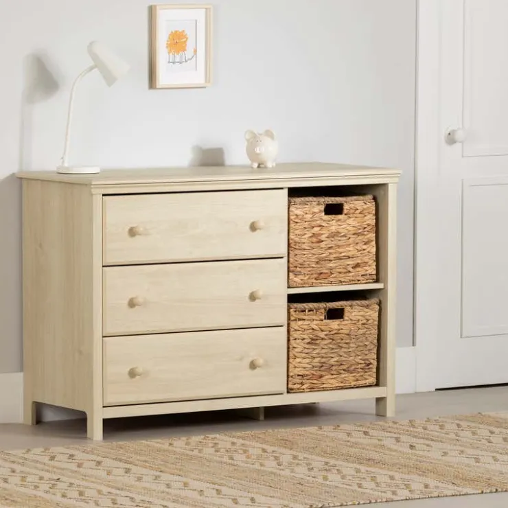 Meubles South Shore 3-Drawer Dresser with Baskets - South Shore Bleached Oak Hot