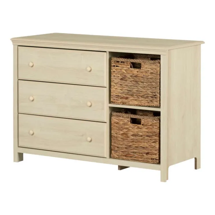 Meubles South Shore 3-Drawer Dresser with Baskets - South Shore Bleached Oak Hot