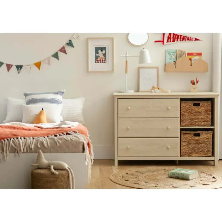 Meubles South Shore 3-Drawer Dresser with Baskets - South Shore Bleached Oak Hot