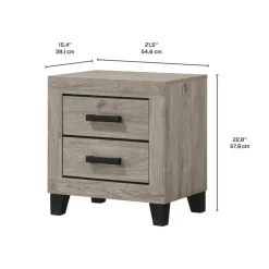 2-Drawer Nightstand Light Grey Clearance