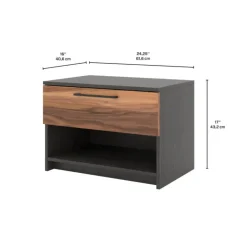 MEQ 1-Drawer Nightstand SLATE/WALNUT Discount