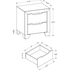 Monarch 2-Drawer Nightstand - White Discount