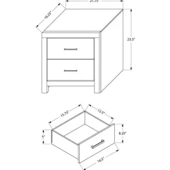 Monarch 2-Drawer Nightstand - Grey Clearance