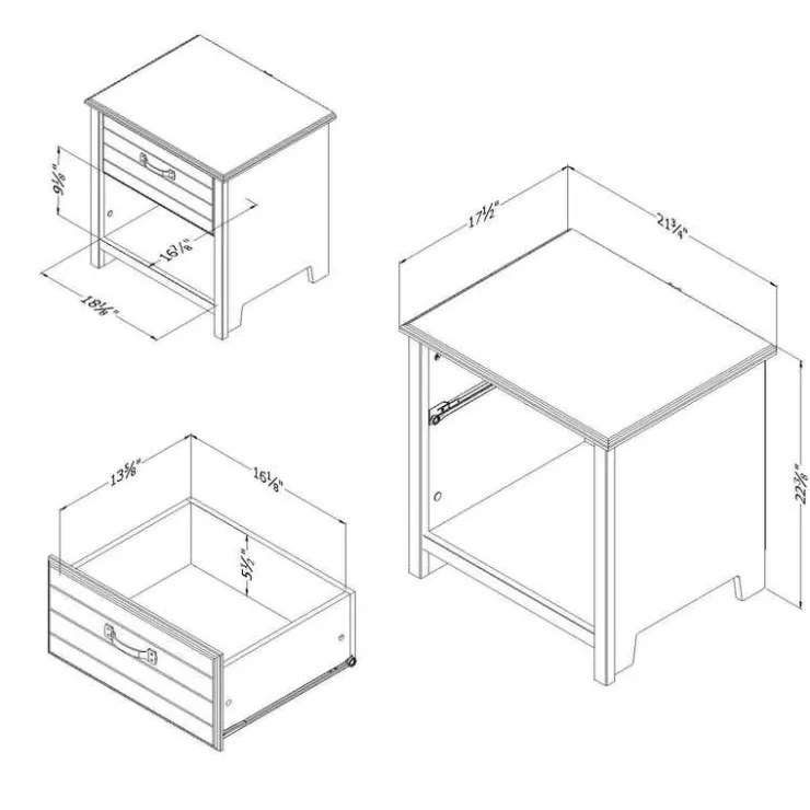 Meubles South Shore 1-Drawer Nightstand - South Shore BLUEBERRY Discount
