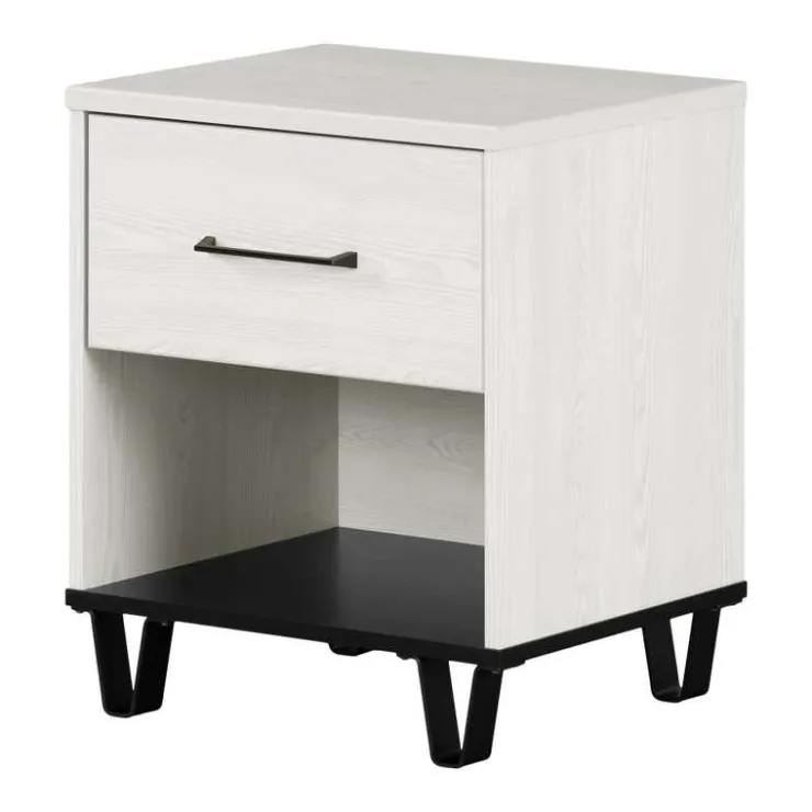 Meubles South Shore 1-Drawer Nightstand - South Shore White Pine and Black Matte Discount