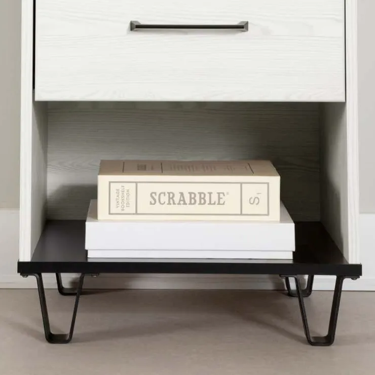 Meubles South Shore 1-Drawer Nightstand - South Shore White Pine and Black Matte Discount