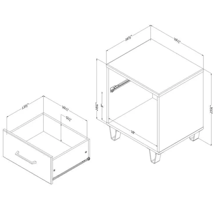 Meubles South Shore 1-Drawer Nightstand - South Shore White Pine and Black Matte Discount