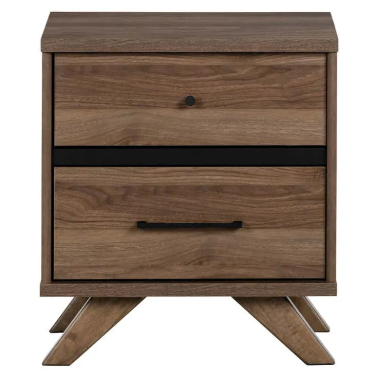 Meubles South Shore 2-Drawer Nightstand - South Shore Natural Walnut and Matte Black Best