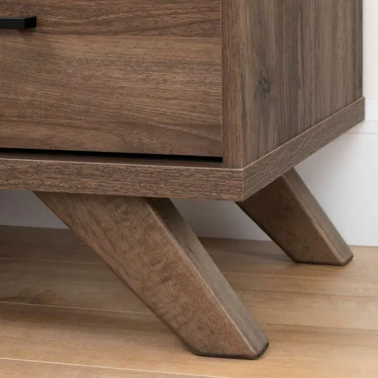 Meubles South Shore 2-Drawer Nightstand - South Shore Natural Walnut and Matte Black Best