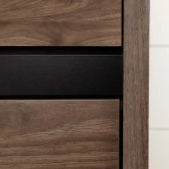 Meubles South Shore 2-Drawer Nightstand - South Shore Natural Walnut and Matte Black Best