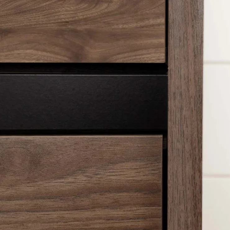 Meubles South Shore 2-Drawer Nightstand - South Shore Natural Walnut and Matte Black Best