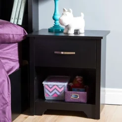 Meubles South Shore 1-Drawer Nightstand - South Shore PURE BLACK New