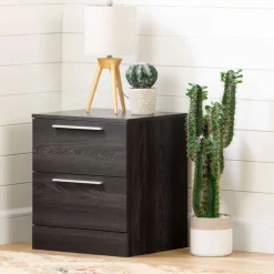 Meubles South Shore 2-Drawer Nightstand with Charging Outlet - South Shore Gray Oak Discount