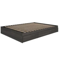 Nexera 3-Drawer Storage King Bed (78") - Bark grey Outlet