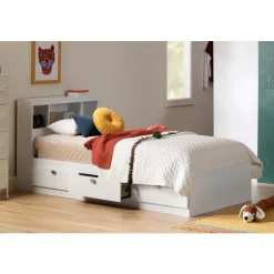 Meubles South Shore 3-Drawer Storage Twin Bed, Headboard with USB Charging and Nightstand (39") - South Shore White Clearance