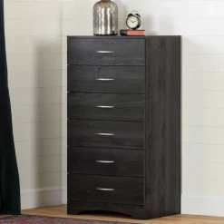 Meubles South Shore 6-Drawer Tall Lingerie Chest - Rustic Style - South Shore Gray Oak
