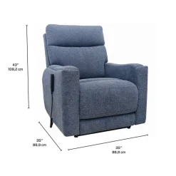 Electric Lift Recliner with Massage, Heat, and Adjustable Headrest - Blue Dark Grey