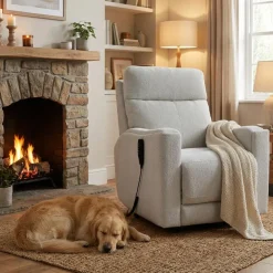 Electric Lift Recliner with Massage, Heat, and Adjustable Headrest - Beige Light Beige Hot