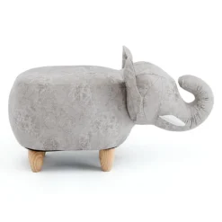 Elephant-Shaped Kids Pouf – 29.5" x 14.2" x 13.8" Orange