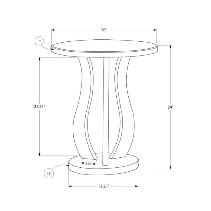 Monarch End table - 20"dia / brushed / mirror - Silver Best