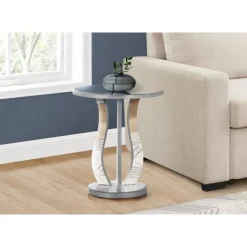 Monarch End table - 20"dia / brushed / mirror - Silver Best