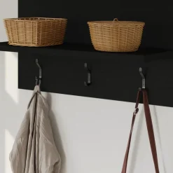 Nexera Entryway Wall-Mounted Coat Rack with Shelf Black karisma Sale
