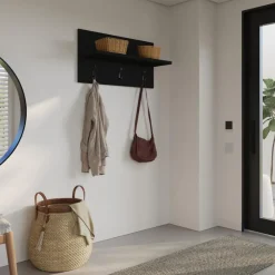 Nexera Entryway Wall-Mounted Coat Rack with Shelf Black karisma Sale