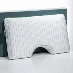 Ergonomic Shoulder Pillow with Green Tea-Infused Memory Foam White/Green New