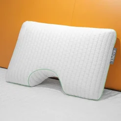 Ergonomic Shoulder Pillow with Green Tea-Infused Memory Foam White/Green New