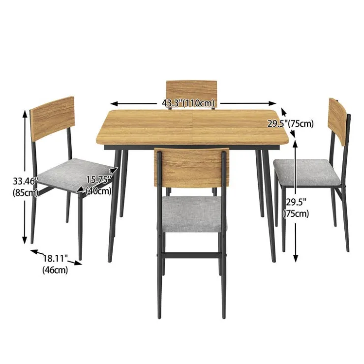 Extendable Dining Table Set with 4 Chairs - 43.3" to 59” Honey/gris Discount
