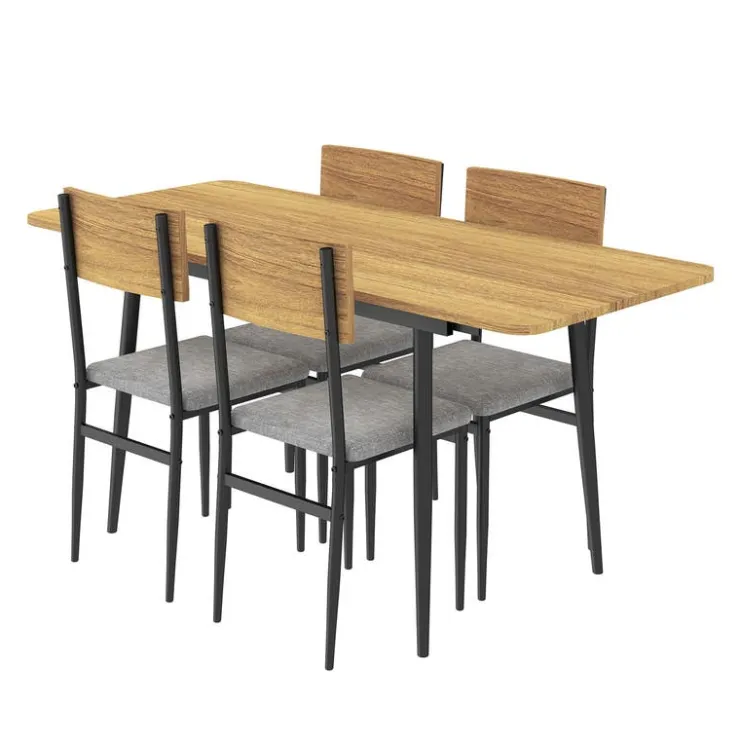 Extendable Dining Table Set with 4 Chairs - 43.3" to 59” Honey/gris Discount