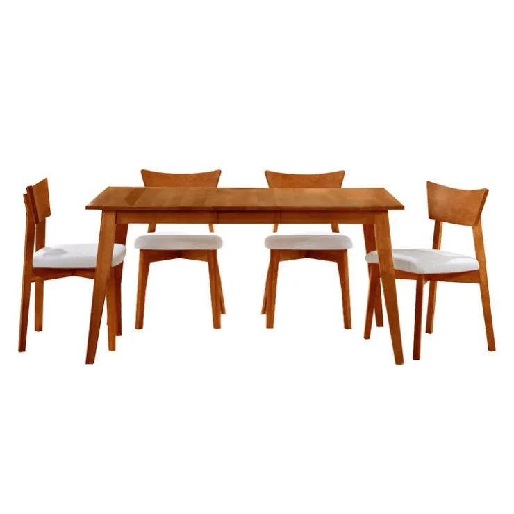 Arboit Poitras Extendable Rectangular Dining Table (48" to 60") with 4 Chairs - Brown Outlet