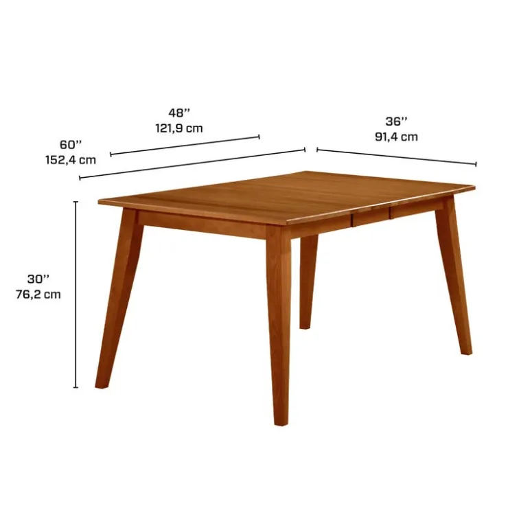 Arboit Poitras Extendable Rectangular Dining Table (48" to 60") with 4 Chairs - Brown Outlet