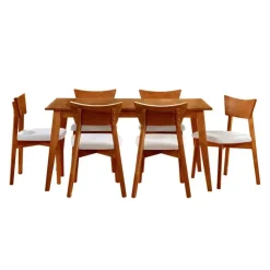 Arboit Poitras Extendable Rectangular Dining Table (48" to 60") with 6 Chairs - Brown Clearance