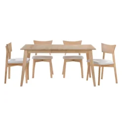 Arboit Poitras Extendable Rectangular Dining Table (48" to 60") with 4 Chairs - Greige