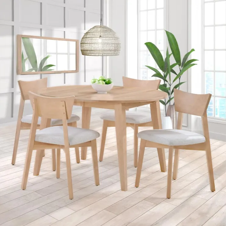 Arboit Poitras Extendable Round Dining Table (48" to 66") with 4 Chairs - Greige Best