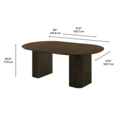 Extendable Round Pedestal Dining Table (48 to 83") Brown Clearance