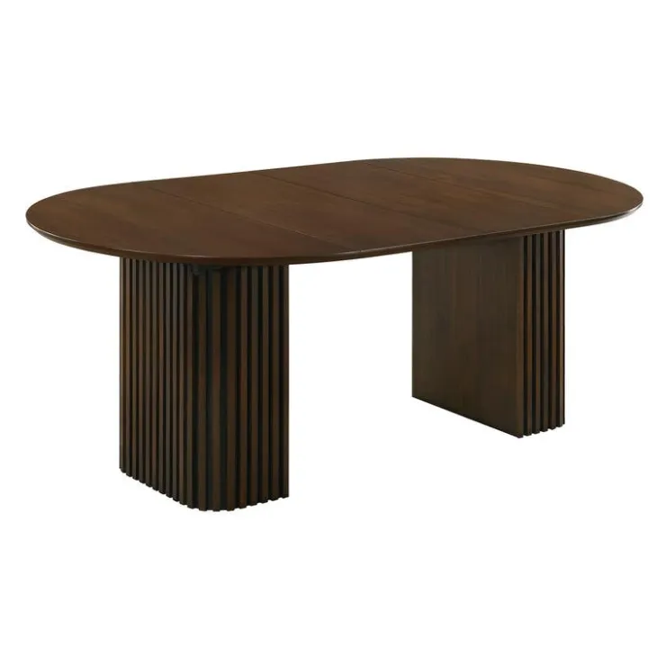 Extendable Round Pedestal Dining Table (48 to 83") Brown Clearance