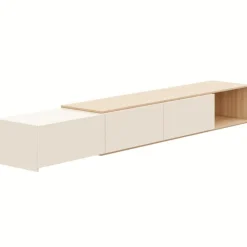 Nexera Extendable tv console - Natural blonde oak & morning dew Discount
